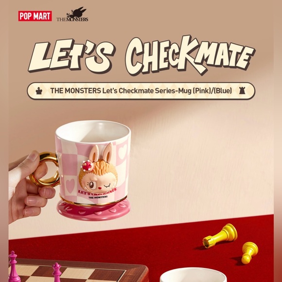 Pop Mart Popmart The Monsters Labubu Queen Let’s Checkmate Series Mug Pink Cup - Picture 3 of 5